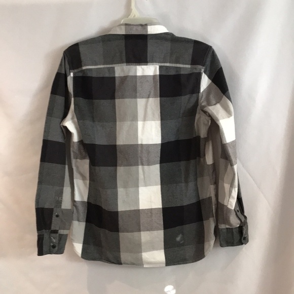 Nordstrom gray & white cotton checkered long sleeves button up shirt trim fit L - Picture 8 of 12